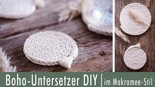 Untersetzer im BohoMakramee Stil  DIY mit einer selbstgebauten Strickliesel  sehr einfach amp schön [upl. by Woolson]