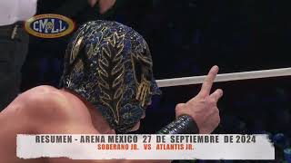 CMLL  SOBERANO JR VS ATLANTIS JR  ARENA MÉXICO  270924 [upl. by Eiuqcaj]