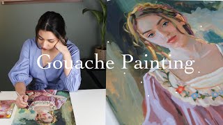 Gouache Portrait Painting  Little Changes  Patreon  Talks [upl. by Nnaid]