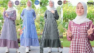 Model Baju Gamis Remaja Terbaru 2025 Sophie Motif Kotak Kotak Cantik [upl. by Screens]