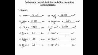 Pretvaranje mjernih jedinica za duljinu i površinu  sistematizacija decimalni brojevi [upl. by Aerdnek989]