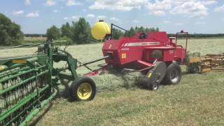 Baling horse hay with the new Massey Ferguson 1840  Second Cutting 17 [upl. by Waldos]