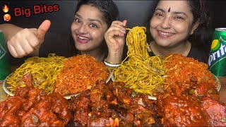 SPICY SCHEZWAN FRIED RICE 🔥 HAKKA NOODLES CHICKEN LOLLIPOP AND CHILLI CHICKEN  FOOD EATING SHOW [upl. by Meletius]