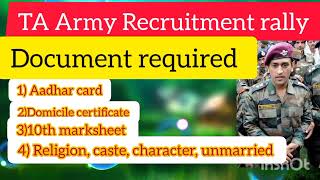 Documents required for TA Army recruitment rally TA Army mai konse documents check kar rha hain [upl. by Shelly185]