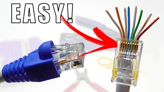 How to Wire Up Ethernet Plugs the EASY WAY Cat5e  Cat6 RJ45 Pass Through Connectors [upl. by Coffey141]