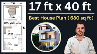 17 x 40 House Plan  17x40 House Design  17x40 Ghar ka Naksha  East Facing House Plan [upl. by Akilak]