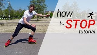 How to stop on inline skates  rollerblades  3 stops for beginners tutorial [upl. by Ganley]