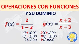 📌 Operaciones con funciones y su Dominio  suma resta multiplicación y división entre funciones [upl. by Llehcram]