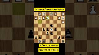 Queens Gambit Accepted After 25 Moves Opponent Resign  chess [upl. by Aiclid]