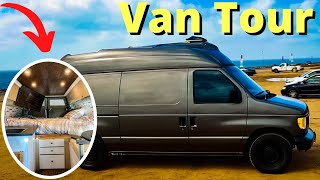 VAN TOUR  Ford Econoline Conversion with ZERO experience [upl. by Skoorb]