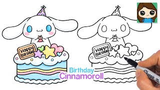 How to Draw Cinnamoroll Birthday Cake 🎂 Sanrio [upl. by Llenwad]