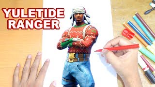 FORTNITE Drawing YULETIDE RANGER  How to Draw Christmas Skin Tutorial  Fortnite Season 7 [upl. by Capps]