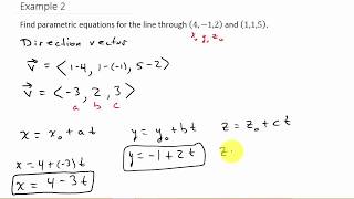 Finding Parametric Equations Passing Through Two Points [upl. by Rorry]