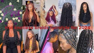 Latest 2024 amazing knotless braids hairstyles for elegant black women [upl. by Ahsiele]