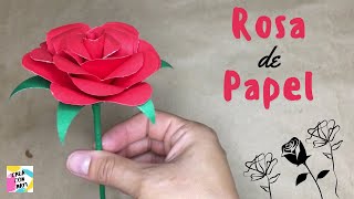 🌹 Cómo hacer una ROSA de PAPEL CARTULINA  FÁCIL Y RÁPIDA  San Valentín [upl. by Pond]