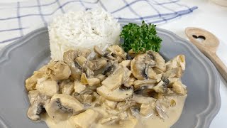 Rezept Hähnchen in Champignon Rahmsauce mit Reis  Mega lecker [upl. by Nebe788]