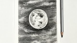 Really Easy way to draw moon and night sky with pencil [upl. by Bodnar]