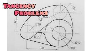 TANGENCY PROBLEMS in  Technical drawing  Engineering drawing [upl. by Ahsinot]