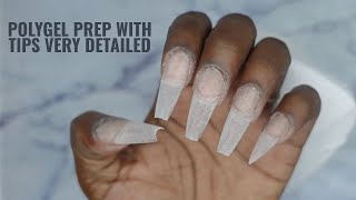 Step by Step Prepping Tutorial Using Half Tips for Polygel  Very Detailed [upl. by Ellehcan]