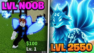 Level 1  2550 With KITSUNE FRUIT quotNoob To Proquot in Blox Fruits Roblox [upl. by Ainahpets]