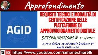 AGID Codice appalti  requisiti tecnici delle piattaforme di approvvigionamento digitale 662023 [upl. by Ettelorahc]