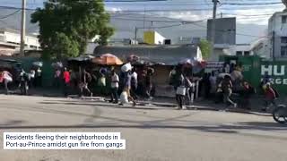 Haiti Residents Fleeing Gang Gun Fire in PortauPrince [upl. by Nnalorac315]