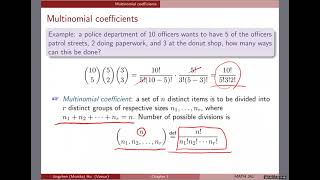 Chapter 1 6 Multinomial coefficients [upl. by Sheline]