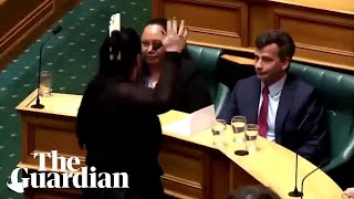 Māori MPs perform haka and disrupt NZ parliament debate on treaty rights changes [upl. by Gitt]