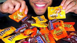 ASMR EATING CANDY NO TALKING MUKBANG JERRY FOOD TREATS PARTY SNICKERS MampMS REESES CHOCOLATE [upl. by Nettie]