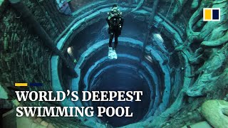 World’s deepest pool with a ‘sunken city’ opens in Dubai [upl. by Nottage790]