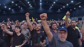 Hezbollah supporters eagerly await leaders speech [upl. by Lenroc884]