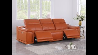 DivanItalia 9762 Top Grain Italian Leather Power Reclining Sofa with Dual Recliners Product Showcase [upl. by Schwab]