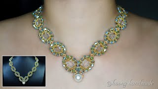 Oval shape beaded necklace tutorial DIY jewelry making [upl. by Hansel]