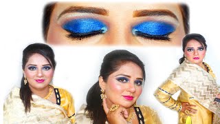 naina khan salonampstudio Live Video smokey blue eyes makeup tutorial [upl. by Lehcsreh]