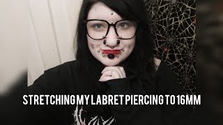 Stretching my labret piercing to 16mm [upl. by Neelyhtak]