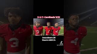 Jonesboro upsets undefeated Starrs Mill 2824 Big win for the Cardinals highschoolfootball [upl. by Amilah]