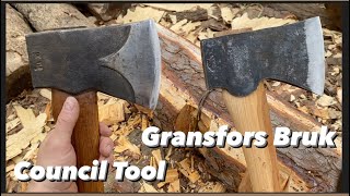 Council Tool Jersey v Gransfors Bruk American Felling Axe Hewing Southern Yellow Pine [upl. by Prima498]