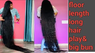 floor length long hair play amp combingbun by long hair women 😍longhair MRDLonghairUttarakhand [upl. by Treborsemaj991]