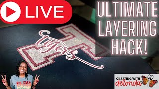 LIVE HOW TO LAYER GLITTER HTV  LAYERING GLITTER HEAT TRANSFER VINYL WITH A CRICUT [upl. by Nysila]