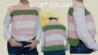 Ecco un gilet sbarazzino ad uncinetto quot Gilet Colorsquot  clicca per vedere il tutorial [upl. by Assir]