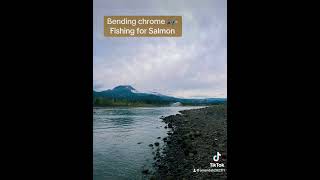 Salmon Fishing salmonfishing fishingpole oregon pnw river bankfishing contentcreator [upl. by Aneala]