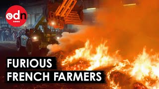 French Farmers Protest Fires Roadblocks Subsidy Clash [upl. by Nyletak635]