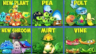 6 Team NEW x PEA x PULT x SHROOM x MINT x VINE Battlez  Who Will WIn  PVZ 2 Gameplay [upl. by Ardeha]