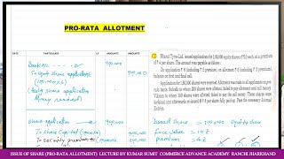 ISSUE OF SHARESPRORATA ALLOTMENTBCOM SEM 4 CORPORATE ACCOUNTING [upl. by Dorry]