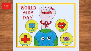 World Aids Day Drawing  World Aids Day Poster Drawing  World Aids Day Drawing Easy  Aids Day [upl. by Willin]