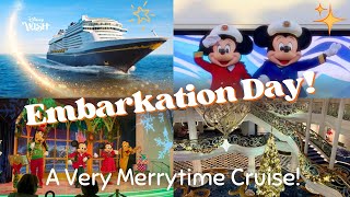 Embarkation Day Very Merrytime Disney Cruise  Christmas Tree Lighting Marvel Dinner amp Much More [upl. by Novonod]