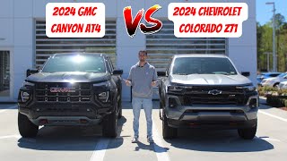 2024 GMC Canyon AT4 VS 2024 Chevy Colorado Z71  Which Midsize Truck Is The Better Deal [upl. by Frolick631]