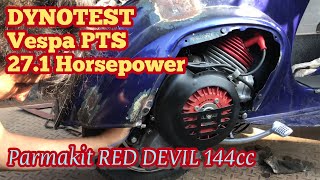 DYNO TEST Parmakit RED DEVIL 144 Vespa PTS Racing [upl. by Nnylharas704]