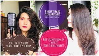 Hair Straightening in 5 min Philips Hair Straightener Brush Honest ReviewSkallure [upl. by Eelak]