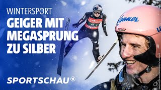 SkiflugWM Geiger und Co fliegen in Vikersund zu Silber  Sportschau [upl. by Secilu]